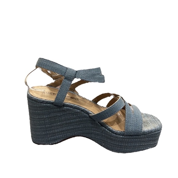 Lucky Brand Carlisha Raffia Desert Sage Sculpted Platform Wedge Sandals Size 7.5 - Picture 8 of 9